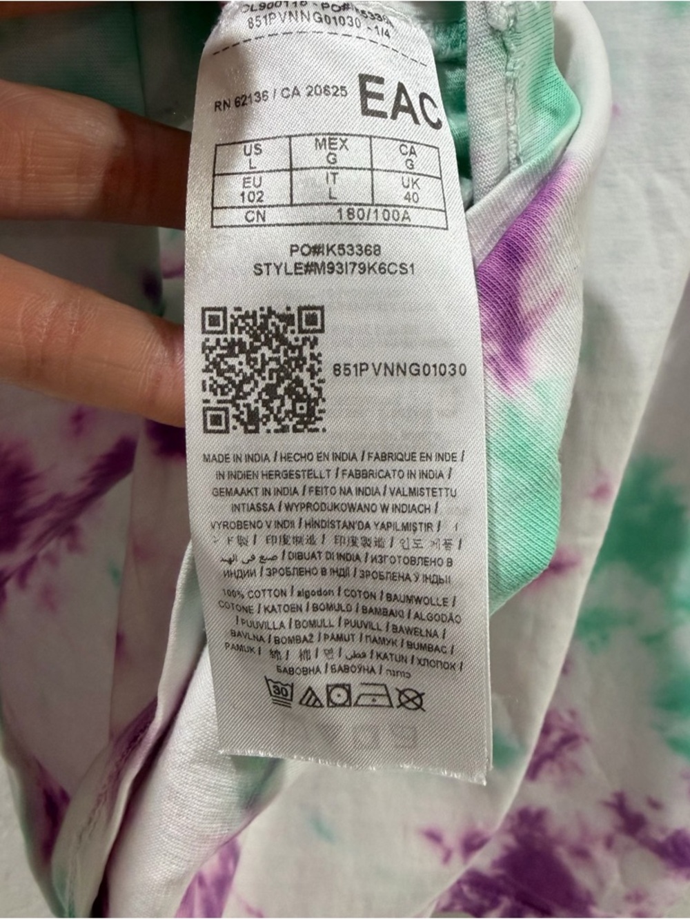 Guess Men's Short Sleeve Basic Tie-dye Logo Graphic T-Shirt Size Large - Picture 8 of 8